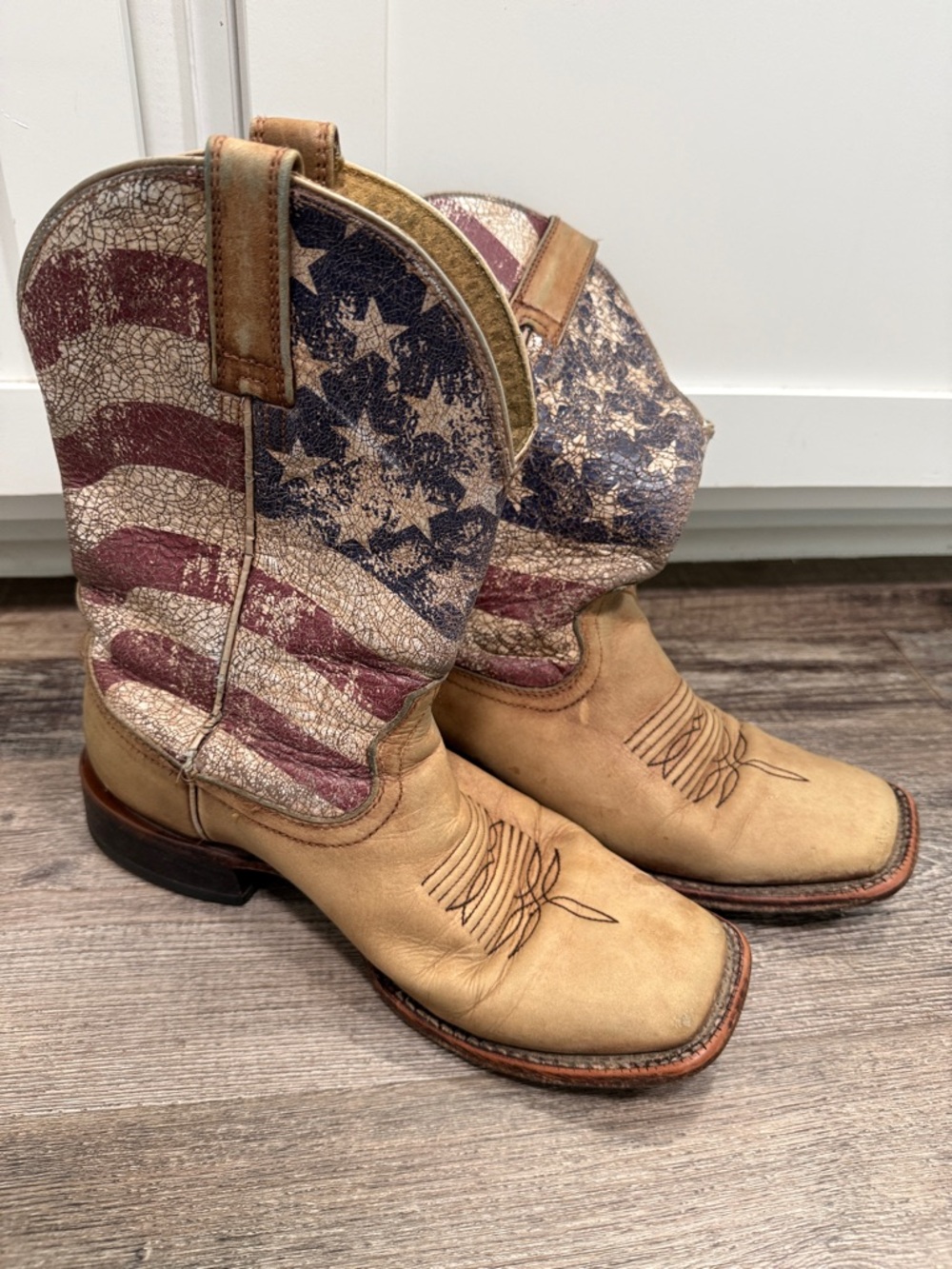 Ariat Men's Circuit Proud Western Boots Distressed American Flag Size 8.5 D
